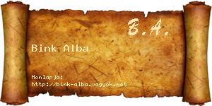 Bink Alba névjegykártya